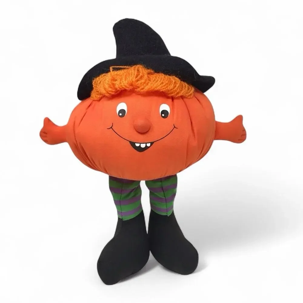 Vintage 1982 Pumpkin Witch Halloween Bean Bag Plush by Hallmark